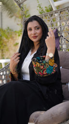 Leaf-patterned abaya