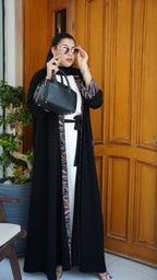 Black crepe with Leaf embroidery