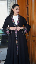 Black crepe with Leaf embroidery