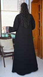 Black crepe with Leaf embroidery