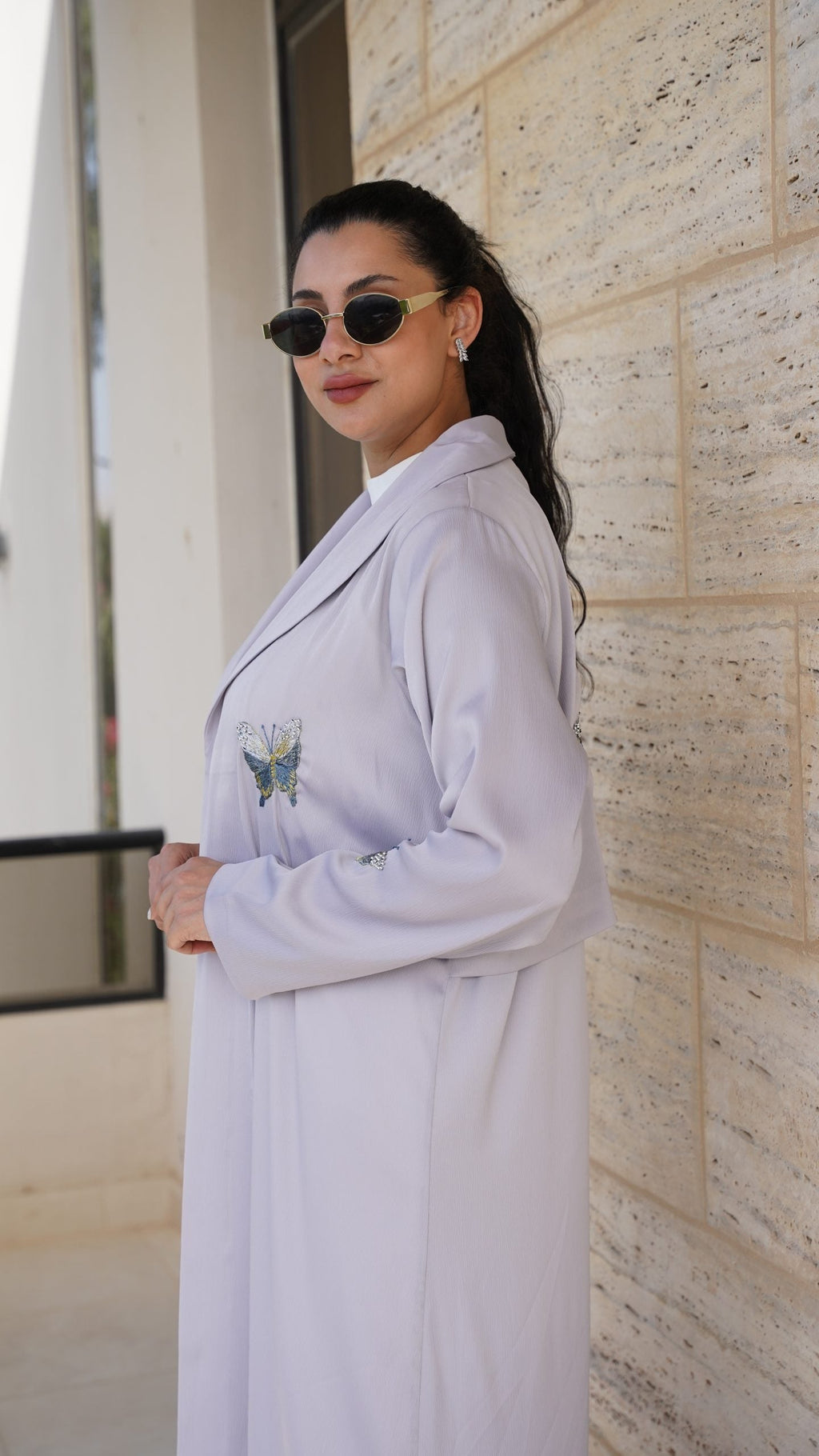 Abaya Gray Butterfly