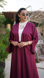 Burgundy satin abaya