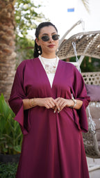 Burgundy satin abaya