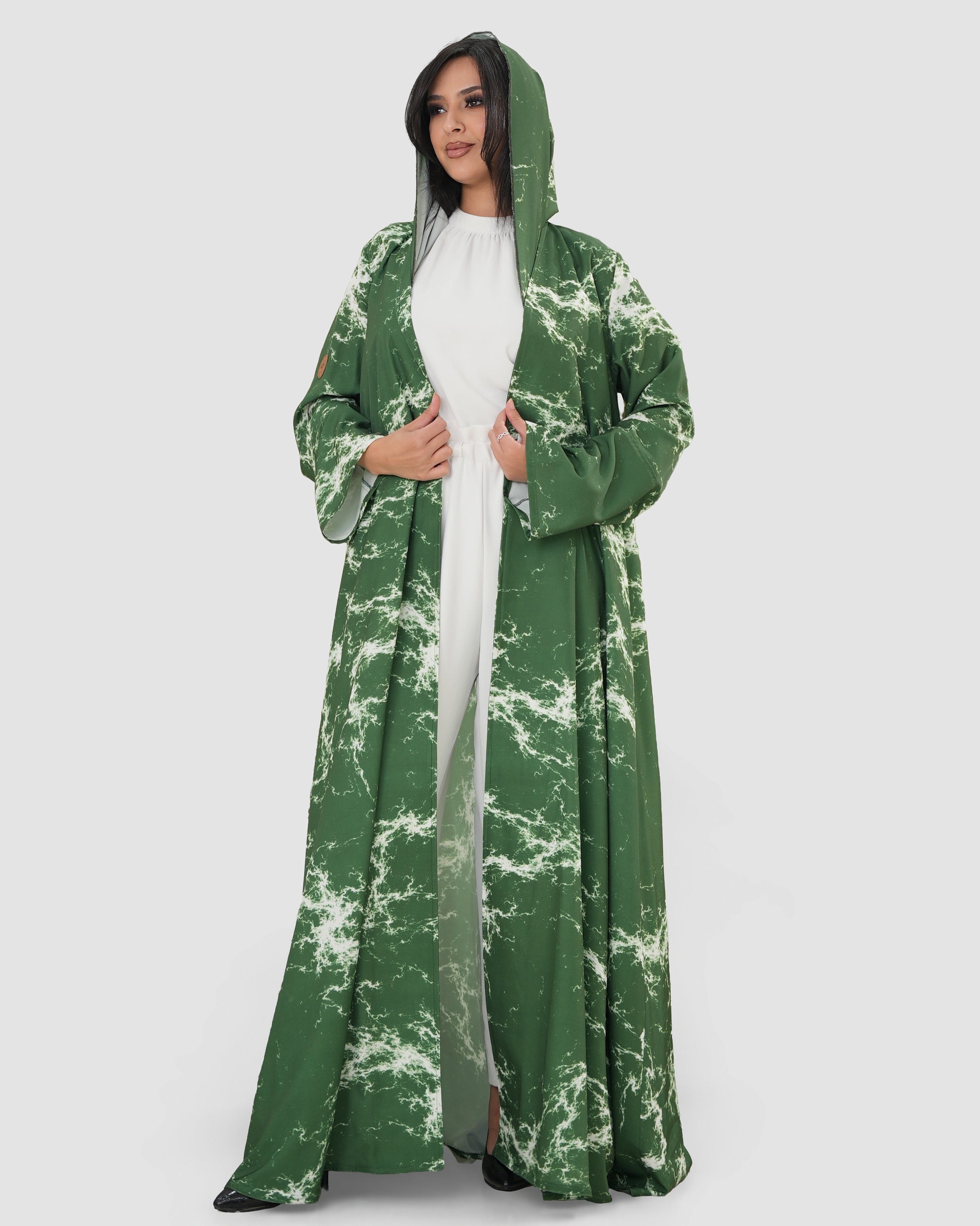 Green Crepe Abaya