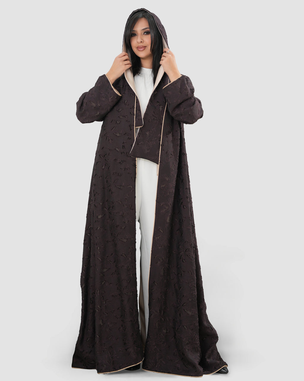 Brown Jacquard abaya