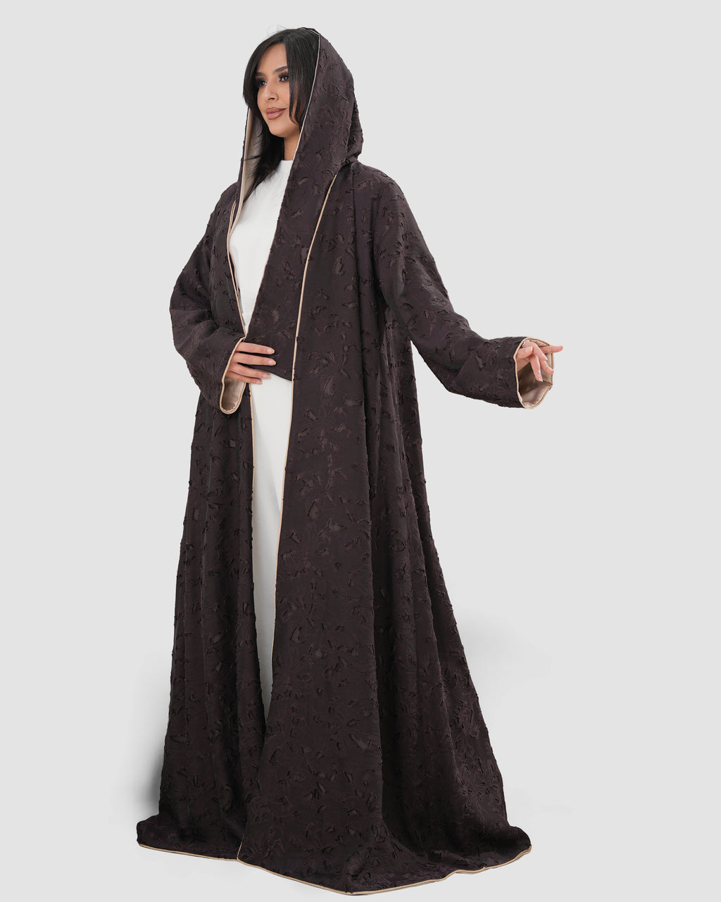 Brown Jacquard abaya