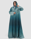 Turquoise wavy satin abaya