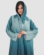 Turquoise wavy satin abaya