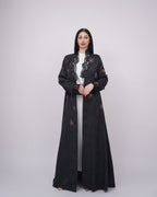 Hand Embroidery Jacquard Silk Abaya with Lace