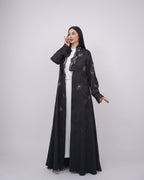Hand Embroidery Jacquard Silk Abaya with Lace