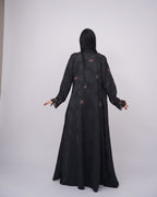 Hand Embroidery Jacquard Silk Abaya with Lace