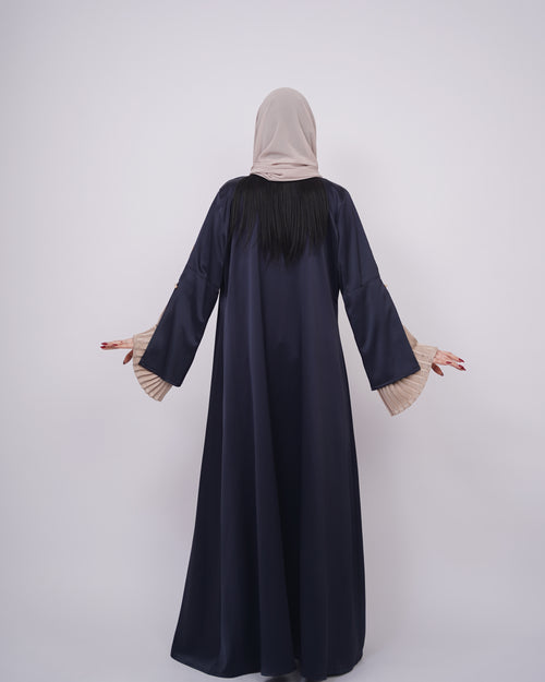 Navy Ink Pleated Abaya