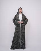 Embroidered Green Silk Abaya