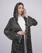 Embroidered Green Silk Abaya