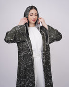 Embroidered Green Silk Abaya