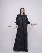 Black Silk Abaya Silver Sleeves