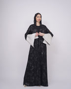 Black Silk Abaya Silver Sleeves