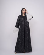 Black Silk Abaya Silver Sleeves