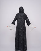 Black Silk Abaya Silver Sleeves