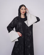 Black Silk Abaya Silver Sleeves