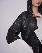 Black Silk Abaya Silver Sleeves